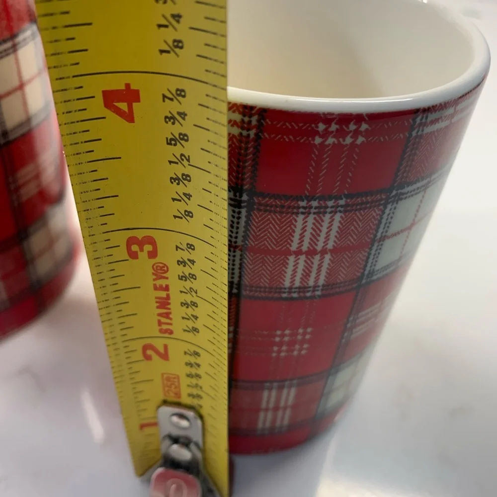 2 Pottery Barn Red Tartan Mugs